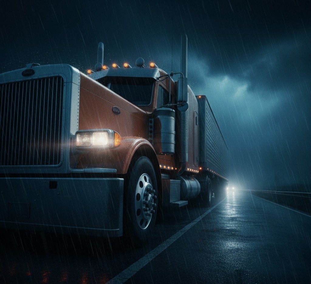 Truck in challenging weather conditions